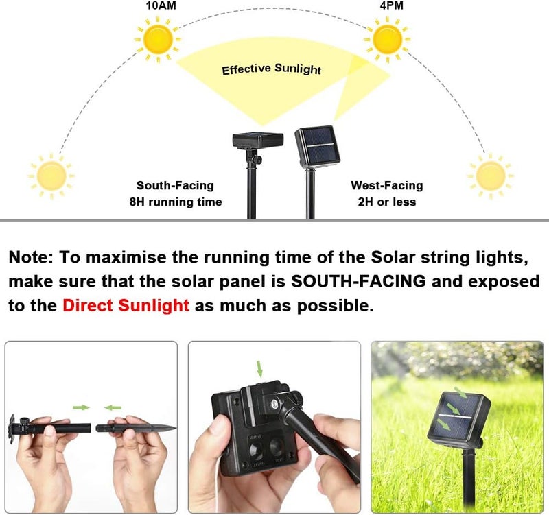 BRIZLER 2 Pack Solar String Lights, Total 132FT 400 LED Outdoor Solar Fairy Lights, 8 Modes Solar Twinkle Lights, Waterproof Mini LED Solar String Lights for Christmas Garden Party Decor, Warm White - Image 4